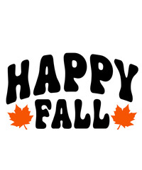 Happy Fall Autumn typography clip art design on plain white transparent isolated background for card, shirt, hoodie, sweatshirt, apparel, tag, mug, icon, poster or badge