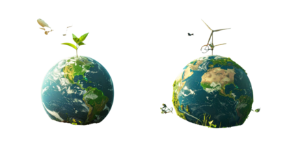 Sustainable Planet Earth with Sapling – Symbol of Eco-Friendly Global Travel