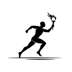 Vector art of silhouette of a runner holding a flaming torch