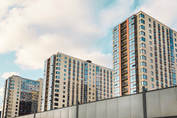 New apartment building with colorful facade and street