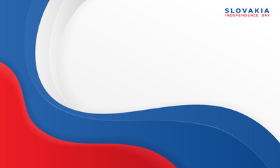 White, Blue and Red Abstract background design. Slovakia independence day background template
