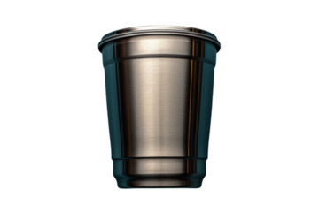 Stainless steel tumbler with a sleek design perfect for hot and cold beverages on the go or at home use on transparent background