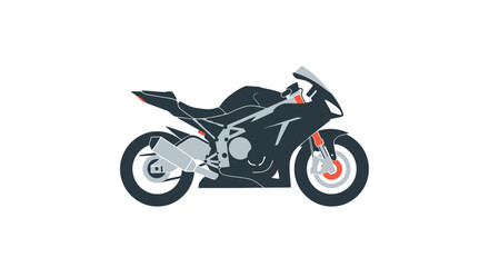 Fototapeta premium Sleek Black Sport Motorcycle with Silver Accents.