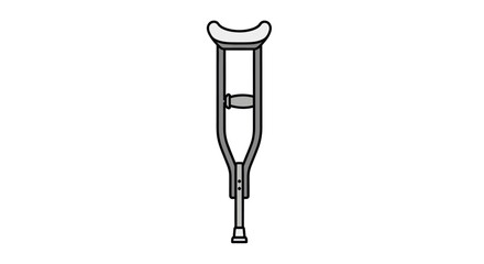 Single medical crutch with adjustable height and ergonomic grip.