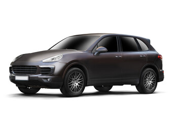 Partial left and front view of a sports SUV car on a transparent background