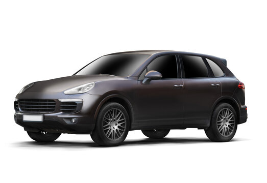 Fototapeta Partial left and front view of a sports SUV car on a transparent background