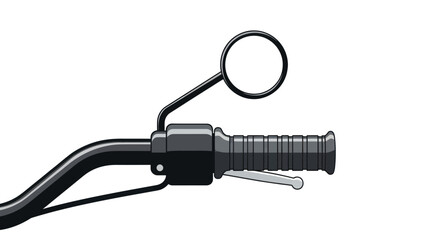 Motorcycle Handlebar with Mirror and Grip Black Metal and Rubber.