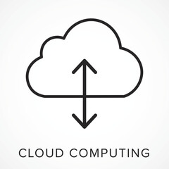 Cloud Computing line icon in white background Vector – Data Storage, Network, and Online Technology Concept