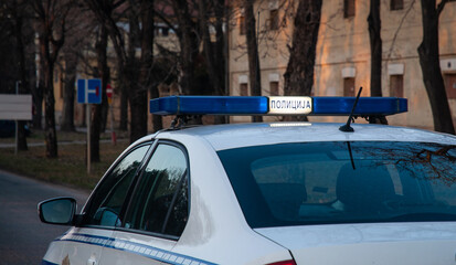 Choka, Serbia - May 15, 2025: Police car on the street. No People.