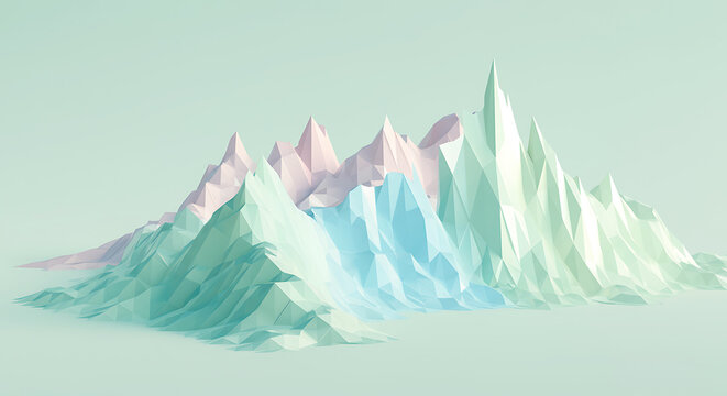 Abstract Polygonal Mountain Range with Pastel Colors for Background or Digital Artwork a Stunning Low Poly Landscape