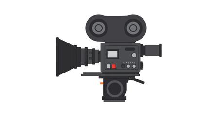 Classic Black Film Camera with Lens Hood and Controls.