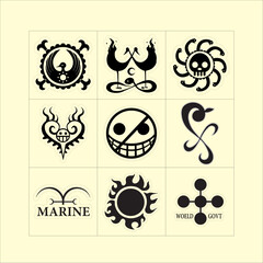 set logo skull cartoon
