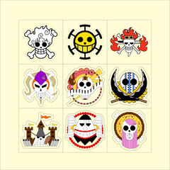 set logo skull cartoon