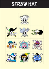 set logo skull cartoon