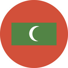 Flag of Maldives circle button. Maldives flag rounded icon. National flag of Maldives. Maldives flag badge.