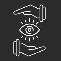 Computer Vision Icon Vector in white outline black background – AI Image Recognition and Object Detection Technology