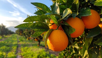 Vibrant Orange Orchard - A Burst of Citrus Delight in the Sunlight.