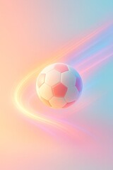 Obraz premium Colorful pastel glowing soccer ball on gradient background