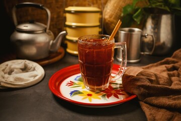 Thai Style Iced Black tea, ice black tea	