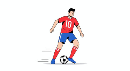 Obraz premium Soccer Player Dribbling Ball Sport Action.