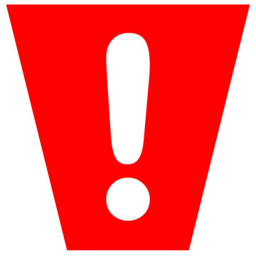 Colecci&oacute;n de Iconos de Advertencia y Peligro. S&iacute;mbolos de Alerta Roja en Varias Formas Geom&eacute;tricas con Signo de Exclamaci&oacute;n Blanco.