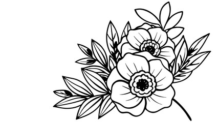 Floral background or wallpaper with tender flowers and leaves. Botanical foliage for wedding invitation or wall art. Vector illustration.