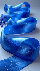Elegant Blue Ribbon - A Festive and Decorative Element.