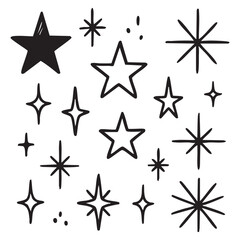 Fototapeta premium Hand Drawn Starry Elements Whimsical Celestial Sparkle Illustrations for Festive Designs and Night Sky Concepts with Playful Holiday Accents