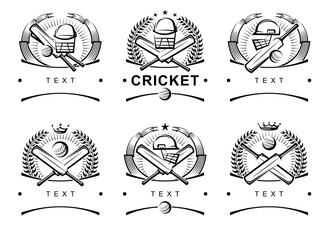 Cricket and soccer label and icon set. Collection icons cricket. Vector