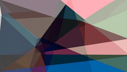 Abstract Geometric Composition with Overlapping Triangles in Muted Tones.
