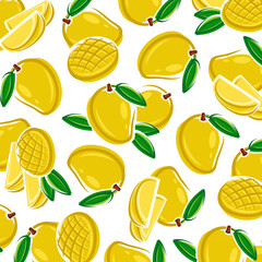 Mango background, pattern set. Collection icons mango. Vector
