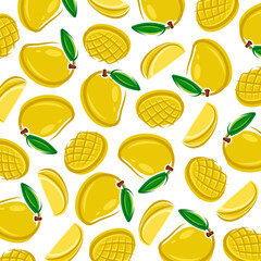 Mango background, pattern set. Collection icons mango. Vector