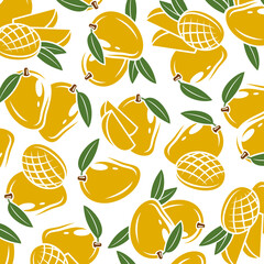Mango background, pattern set. Collection icons mango. Vector