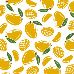 Mango background, pattern set. Collection icons mango. Vector