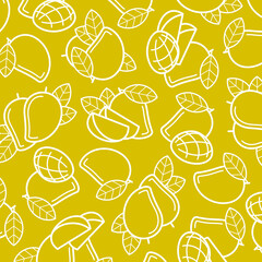 Mango background, pattern set. Collection icons mango. Vector