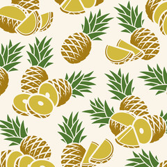 Pineapple background, pattern set. Collection icon pineapple. Vector