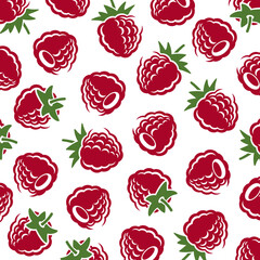 Raspberry background, pattern set. Collection icon raspberry. Vector