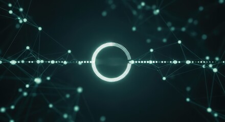 Abstract glowing circle with connected dots and lines, creating a futuristic network, symbolizing connectivity and technological advancement