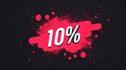 ten percent off on black background,