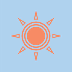 Abstract Sun Logo. Vintage Sun Icon with Geometric Radial Rays of Sunburst isolated on Black Background. Usable for Business and Nature Logos.