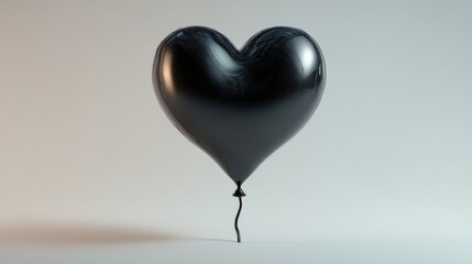shiny black love heart balloon,