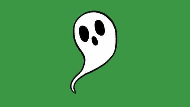  Spooky Flying Ghost Hand Drawn Green Screen Animation, Simple Doodle Ghost Element Alpha Channel