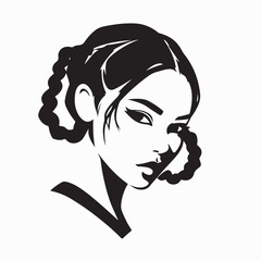 Woman with Pigtails Hair Style Logo Vector on white background