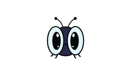 Naklejka premium A simple cartoon fly with big round eyes and antennae.