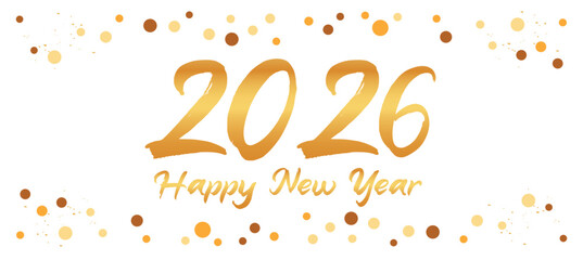 Happy New Year 2026 greeting card Gold text Celebration background - Golden Firework and sparklers on with bokeh lights