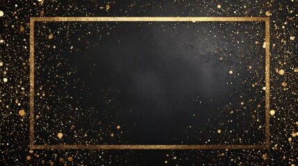 gold glitter frame on black background