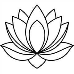 Fototapeta premium Elegant line art of a lotus flower, a symbol of purity, enlightenment, and rebirth, presented in a simple and clean black and white outline for versatile design applications