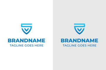 Letters SV or ZV Shield Logo, symbolizing protection, strength, and reliability