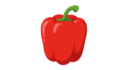 Cartoon Red Bell Pepper with Green Stem Illustration.