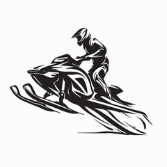 Fast Snowmobile Riding on Snow Vector Illustration isolated on white background